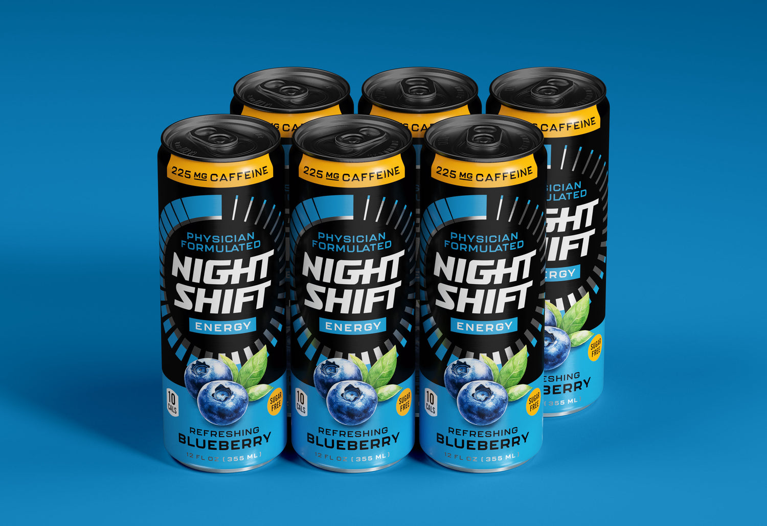 Refreshing Blueberry Flavored Energy Drink - 6 Pack. FREE SHIPPING. TAXES INCLUDED.