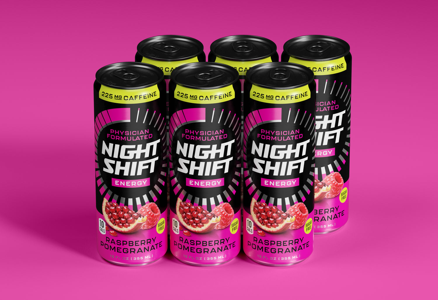 Night Shift Energy - Raspberry Pomegranate 6 Pack